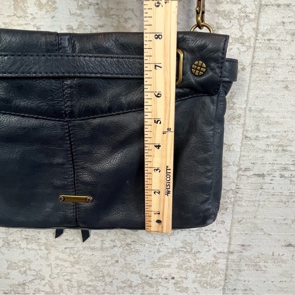 JOELLE HAWKENS Boho Black Pebbled Leather Crossbody Shoulder Bag Brass Hardware - Picture 16 of 16